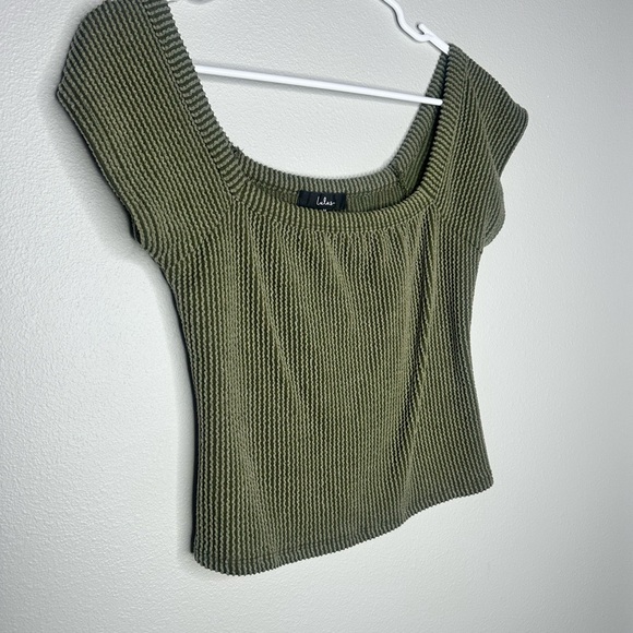 Lulus Green Ribbed Top - Picture 4 of 5